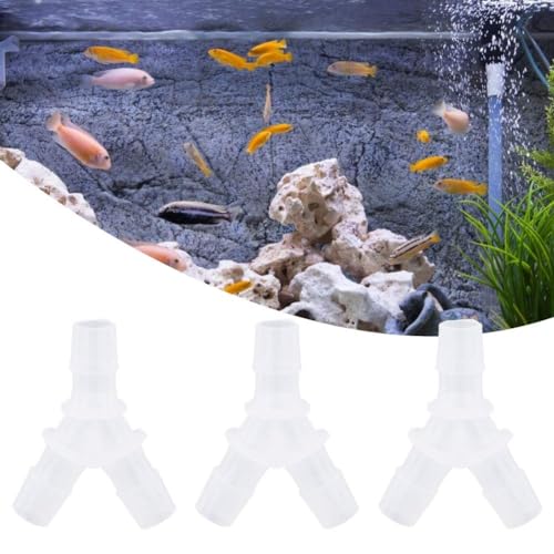 Cyrank 10pcs Aquarium Hose Connector, 8mm Aquarium Air Tubing Connector 3 Way Y Shape Hose Adapter for Fish Tank Air Pump, Silicone Tube Fittings Plastic Tee Connector for Distributary & Outlet