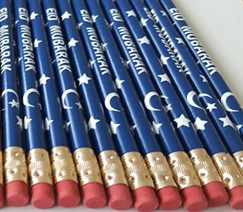 Eid Pencils[Pack OF 500] Happy Eid Mubarak Customized Party Favors Eid decor Ramadan Pencils Arabic Novelty Ramadan Decor Muslim Gifts Wholesale - color: Blue