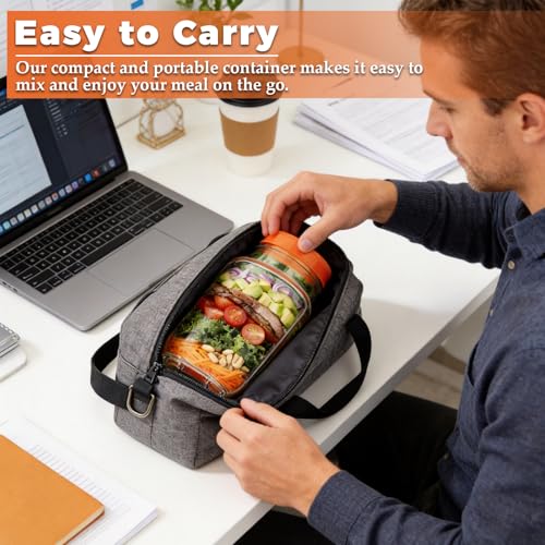 2 PCS Portable Salad Jar with Side Opening Leakproof, On the Go Salad Jars