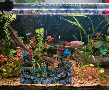 M2cbridge Antique Roman Column Ruins European Castle Aquarium Decorations Fish Tank Hideout Rocks (Medium Castle) - color: Medium Castle