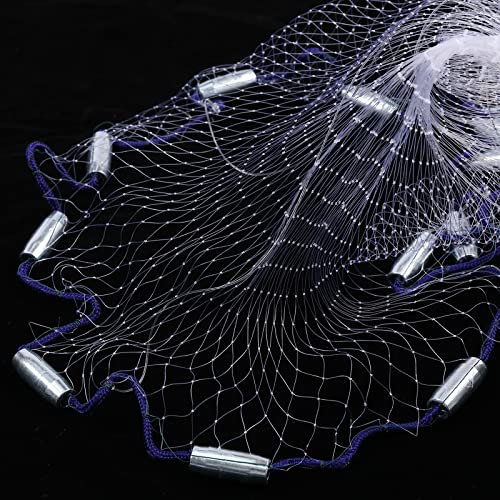 Fish Cast Net American Saltwater Hand Throw Heavy Duty Zinc Sinker Weights for Bait Trap Fish 4/6/8Ft Radius - size: 6 FT