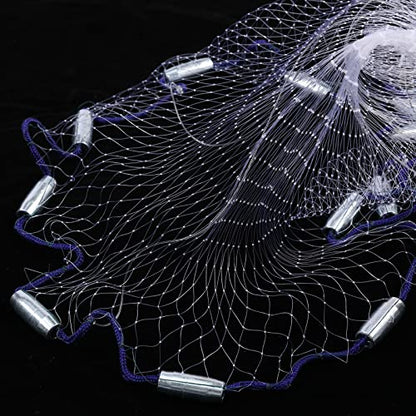 Fish Cast Net American Saltwater Hand Throw Heavy Duty Zinc Sinker Weights for Bait Trap Fish 4/6/8Ft Radius - size: 6 FT