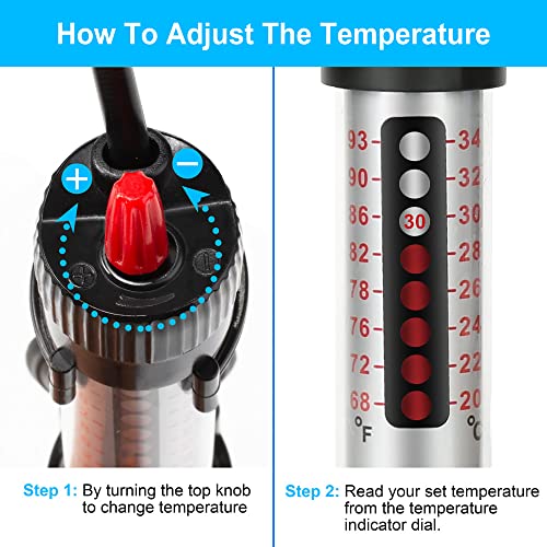 DaToo 50 Watt Aquarium Heater Submersible Adjustable Temperature Fish Tank Heater 50W - size: 50Watt