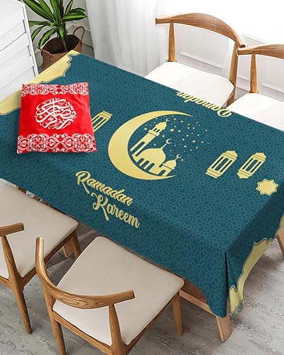 OLEEK Ramadan Table Cloth (87x51in)- Ramadan Decorations for Home 2026 - Ramadan Table Cover - Ramadan Gifts - Ramadan Decor - Ramadan Decorations for Table - Ramadan Decoration زينة رمضان كريم ديكور