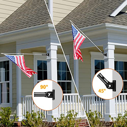 Flag Pole Holder Brackets, BONWIN 1" Flag Pole Mounting Bracket with Hardwares for House Wall Porch, 1" Inner Diameter, 180° Adjustable Multi Positions, Aluminium Alloy(2 Pack Black, Multi-Positions) - color: Black - 2 Pack