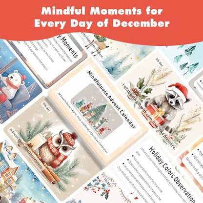 Mindfulness Advent Calendar for Teen Girls – 24 Days of Cozy Holiday Activities with Cute Animal Illustrations | Christmas Self-Care & Emotional Support Gift for Adults and Families