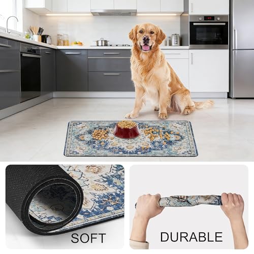 Cat Food Mat Pet Feeding Mats Dog Bowls Mat Cat Water Mat 12x20 Inch Boho7 - color: Bohemia Style 07