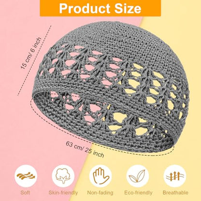 Boyiee Knit Kufi Hats Crochet Beanie Skull Caps Solid Colors Knit Cap Stretchy Knitted Crochet Hat for Men Women Teens - color: Black,gray, White
