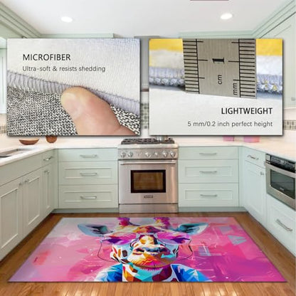 Pink Carpet Modern Geometric Patterns Non-Slip Area Rugs for Kids Room Funny Deer Rug for Baby Girls Teen Dorm Home Decor 160x200cm - size: 5'3" x 6'7"