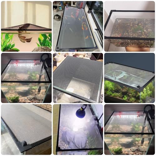 Square Fish Tank Anti-Jumping Net Cover Mesh, Magnetic Aquarium Lid, Custom DIY Aquarium Fish Screen Hood, Black Frame White Mesh, Top/Side Mount(L120xW60cm/47.2x23.6in) - size: L120xW60cm/47.2x23.6in