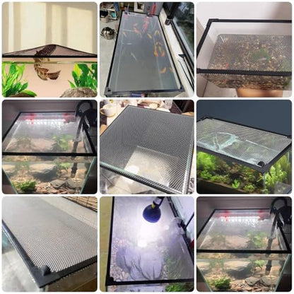 Square Fish Tank Anti-Jumping Net Cover Mesh, Magnetic Aquarium Lid, Custom DIY Aquarium Fish Screen Hood, Black Frame White Mesh, Top/Side Mount(L40xW25cm/15.7x9.8in) - size: L40xW25cm/15.7x9.8in