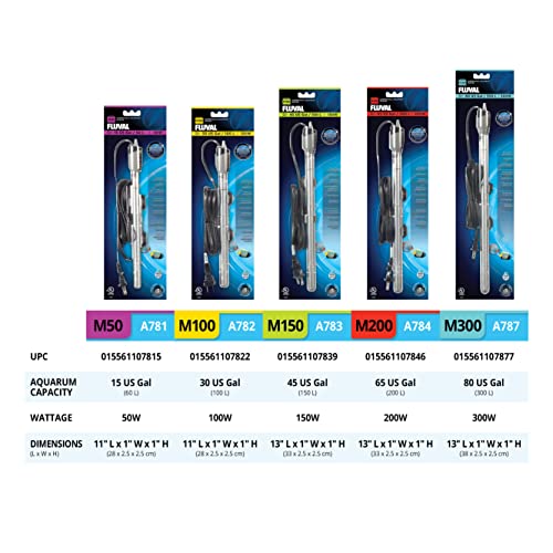 Fluval M 150-Watt Submersible Aquarium Heater – Reliable, Compact Heating with Mirror Technology for Fresh & Saltwater Tanks Up to 45 Gallons | Reliable, Compact Heating, Mirror Technology, Fresh & Saltwater Tanks Up to 45 Gallons - size: M150