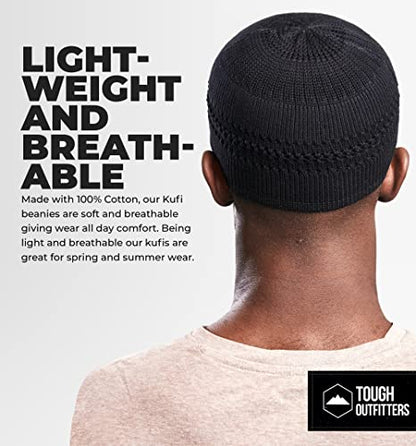Tough Headwear Kufi Hat - Kufi Hats for Men Muslim, Turkish Kufi Cap - color: Black Lattice