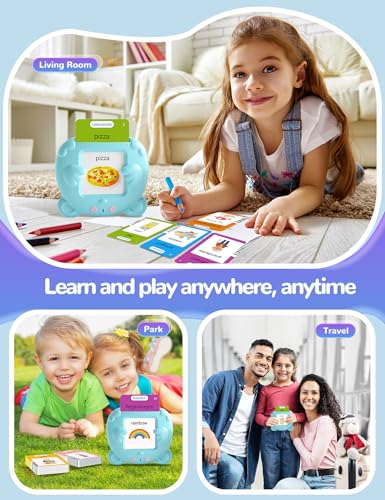 German and English Talking Flash Cards for Toddlers, 510 Sight Words Bilingual Learning Toys for Children, Autism Pocket Speech Therapy Toys, Deutsch Vocabulary Educational Flashcards - size: 510-German&English(blue)