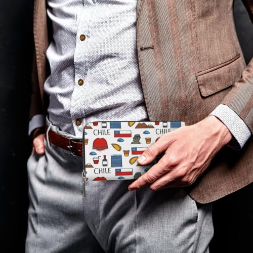 Chilean Culture PU Leather Long Wallet for Women Men, Zipper Clutch Wallet RFID Card Holder Organizer - color: Chilean Culture