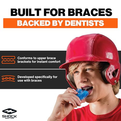 Double Braces Strapless Mouth Guard Blue, Youth - color: Blue, size: Youth: 11yrs & under