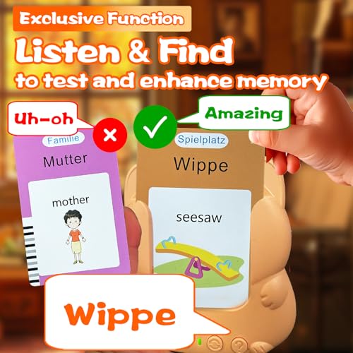 Bilingual Talking Flash Cards for Kids - Test Mode, German - color: German