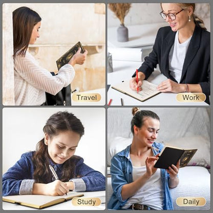 Blank Journal for Women Men, 192 Pages A5 Notebook Journal, Hardcover Notebook with 100Gsm Thick Pages, Leather Note Book for Writing, Travel, Business, Office, Prayer 5.7 x 8.3,Black - color: Black, style: Plain