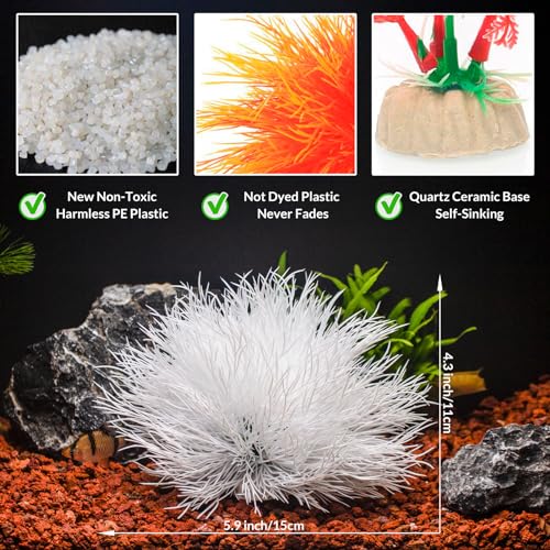 Fish Tank Decorations Aquarium Plants Plastic Artificial Décor (White)