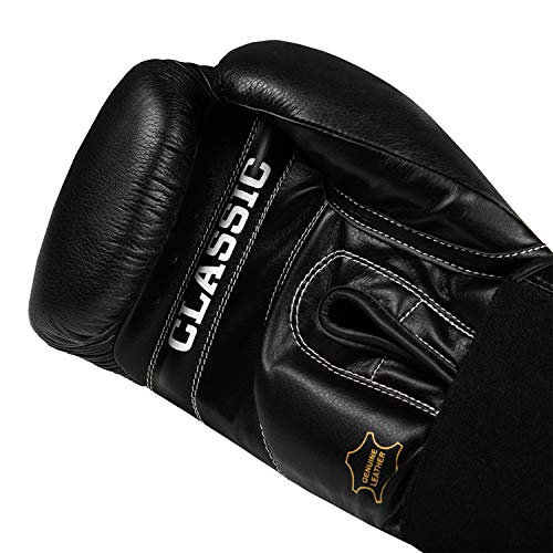 Title Classic Leather Elastic Training Gloves 2.0 - color: Black, size: 16 oz