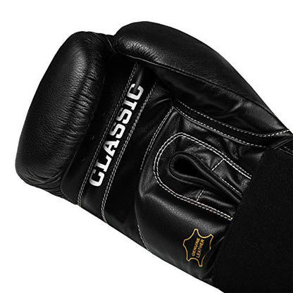 Title Classic Leather Elastic Training Gloves 2.0 - color: Black, size: 14 oz