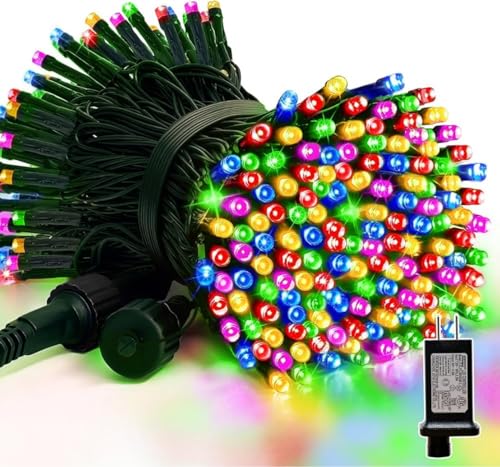 LAMPHOME 100LED 33FT Multicolor Christmas Mini String Lights,Plug in Waterproof Connectable LED Fairy Lights,Indoor & Outdoor Christmas Tree Lights for Home Party Garden Yard Bedroom Decor - color: Multicolor, size: 100LED
