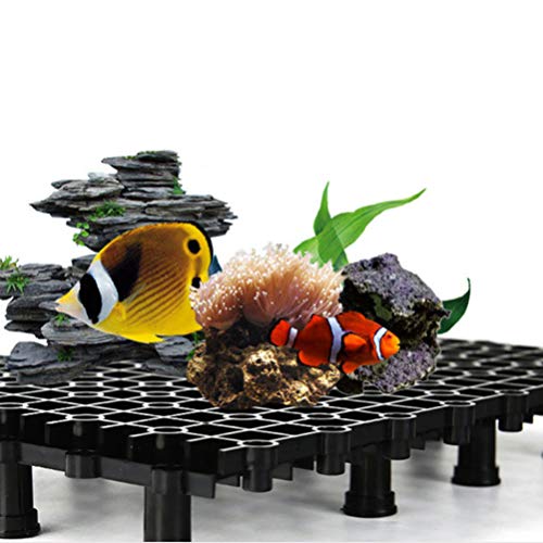Hemobllo Aquarium Bottom Plate Fish Tank Bottom Tray Grid PVC Fish Tank Board Divides Tray Divider Bottom for Mixed Breeding 5pcs (Black Tank Stand Fish Tank Divider - size: Size 1
