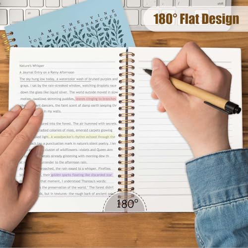 Likjad Christian Spiral Notebook Journal 5.5x8.3, Botanical Bible Scripture Journals for Writing, Religious Christian Gifts for Women, Bible Verse Hardcover Notebooks for Note Taking（Blue - color: Botanical Bible Three