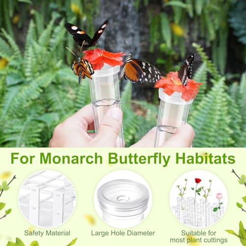 Willinglong 11 Pcs 60ml Large Floral Tubes with Rack Holder Set for Milkweed Cuttings Floral Stem Water Tubes for Fresh Flowers Raising Caterpillars Monarch Butterfly Habitat Flower Arrangements