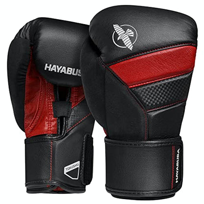 Hayabusa T3 Boxing Gloves - Sparring | Sparring Gloves, Muay Thai Gloves, Kickboxing Gloves, Heavy Bag Gloves, Boxing Gloves for Men and Women, Boxing Gloves - color: Black/Red, size: 18oz