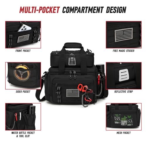 Fishing Tackle Bag, Detachable Fishing Reels Storage Pouch, Fishing Gear Organizer, Adjustable Shoulder Strap Fishing Bags for Saltwater & Freshwater - color: Black