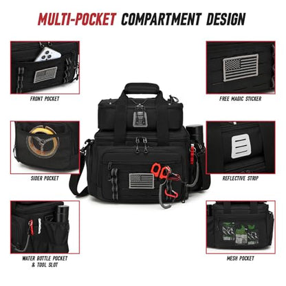 Fishing Tackle Bag, Detachable Fishing Reels Storage Pouch, Fishing Gear Organizer, Adjustable Shoulder Strap Fishing Bags for Saltwater & Freshwater - color: Black