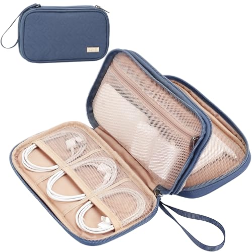 NISHEL Electronics Travel Organizer Cord Case, Charger Cable Tech Bag - color: Aegean-Blue, size: Medium