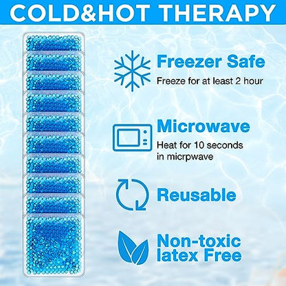 TrelaCo 30 Pack Blue Small Ice Packs for Injuries Reusable Mini Boo Boo Gel Bead Ice Pack Soft Cold Packs Cold Hot Compress for Pain Relief Wisdom Teeth Breastfeeding, Tired Eyes Face Neck - color: Blue