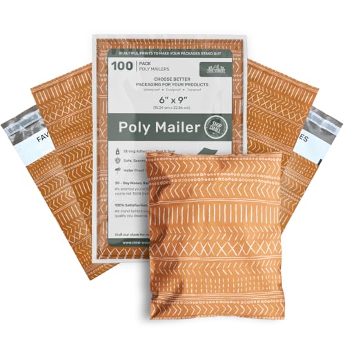 Poly Mailers 6x9 Inch 100 Pack Small Shipping Bags Strong Thick Mailing Envelopes | Self Sealing Adhesive | Waterproof & Tear Resistant | Small Business Packaging for Clothing - Boho Brown - color: Brown, size: 6x9 (100 Pack)