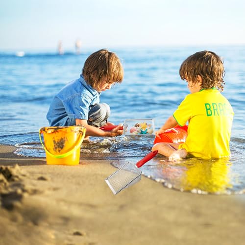 Beach Mesh Shovel,Sand Sifter Tool for Shell Collecting with Durable Mesh Net - Kids Sand Scoop for Picking Up Shells - Beach Toys (Red) - color: Red