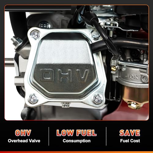 4-Stroke Single Cylinder Petrol Engine, 200CC Petrol Engine with Oil Alarm OHV Overhead Valve and Large Capacity Fuel Tank, Built-in Air Cooling Pull Start Portable Gasoline Engine - size: 6.5HP 200CC