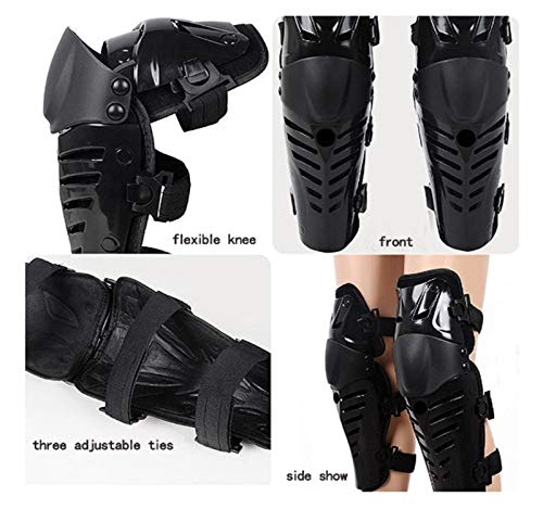 Motorcycle Knee Shin Guard Pads, Long Leg Sleeve Crashproof Motocross Protective Gear Armor Bendable Adjustable Mtb Knee Pads for Men Mountain Biking Racing (Black) - color: Black