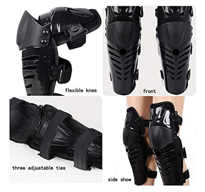 Motorcycle Knee Shin Guard Pads, Long Leg Sleeve Crashproof Motocross Protective Gear Armor Bendable Adjustable Mtb Knee Pads for Men Mountain Biking Racing (Black) - color: Black