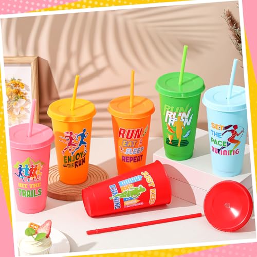 Chuangdi 12 Pcs Cross Country Party Plastic Cups for Marathon Runners, 24 oz Reusable Running Tumblers Bulk Gift for Track and Field Team Accessories Cross Country Party Favors Supplies Decors - style: Cross Country