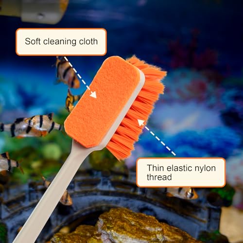 Small Fish Tank Cleaner Brush, Algae Scraper for Aquarium, Glass Aquarium Cleaning Tool, Fish Tank Cleaner Adapted for Glass and Acrylic Aquariums - color: Orange