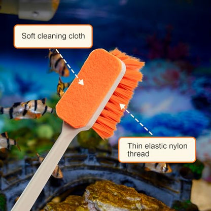 Small Fish Tank Cleaner Brush, Algae Scraper for Aquarium, Glass Aquarium Cleaning Tool, Fish Tank Cleaner Adapted for Glass and Acrylic Aquariums - color: Orange