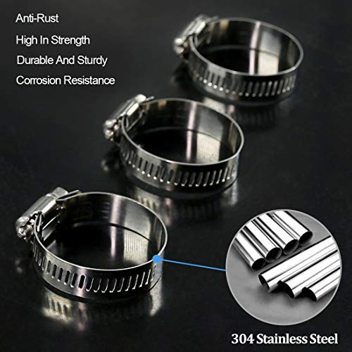 Glarks 20Pcs 304 Stainless Steel Adjustable 21-44MM Range Worm Gear Hose Clamps Assortment Kit, Fuel Line Clamp for Water Pipe, Plumbing, Automotive and Mechanical Application (21-44MM) - size: 21-44MM
