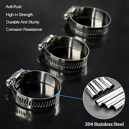 Glarks 20Pcs 304 Stainless Steel Adjustable 21-44MM Range Worm Gear Hose Clamps Assortment Kit, Fuel Line Clamp for Water Pipe, Plumbing, Automotive and Mechanical Application (21-44MM) - size: 21-44MM