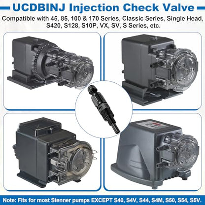 1/4-Inch UCDBINJ Injection Check Valve Replacement for Stenner Pump Parts | Fit for 45/85/100/170 Series, S128/S420/S10P/VX/S/SV Series, Classic Series Peristaltic Pump Parts, Duckbill Check Valve 1PC - size: 1 Pack