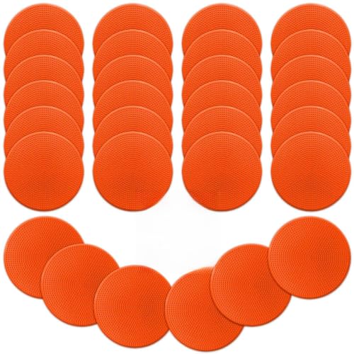 12/24Pcs Poly Spot Markers 4 inch/9 inch Non-Slip Rubber Agility Training Markers Floor Dots Flat Field Cones for Football Basketball Soccer School Exercise Drills Gym Dance Practice 6 Colors - style: 4 inch 36 Pcs Orange Red (TPE)