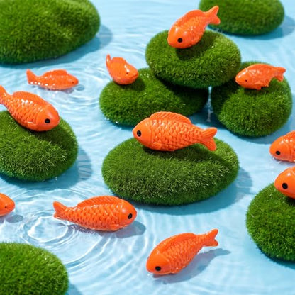 36 PCS Miniature Fish Cute Mini Fishes Fake Plastic Small Red Goldfish Set Tiny Fishes Figurines for DIY Garden Aquarium Cake Decorations Ornament Accessories Party Supplies