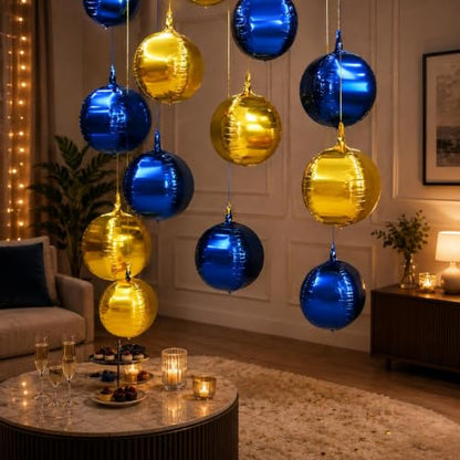 Togvu Navy Gold Round Foil Balloons, 16PCS Different Sizes 4D Metallic - color: Navy Gold