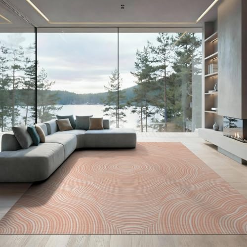 6'x9' Washable Modern Abstract Area Rug, Peach Non-Shedding Pet Friendly Room Rug for Queen Size Bedroom, Under Bed, Master Suite, Foldable Easy Care Carpet | Ref:1908935 - color: Beige/Pattern 28, size: 6' x 9' (Rectangular)
