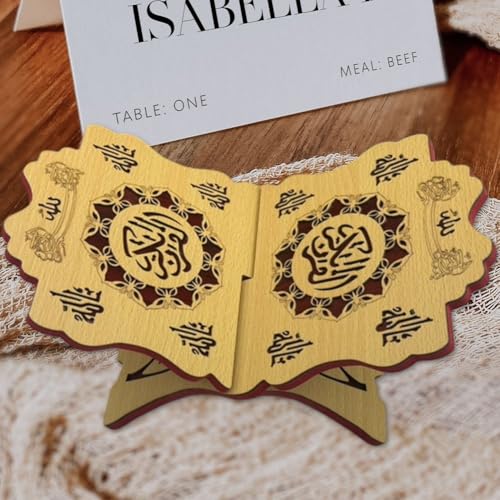 Wooden Eid Islamic Book Shelf, Small Wooden Recipe Stand for Ramadan Bible Holder Kuran Quran Koran Holy Book Stand - color: B